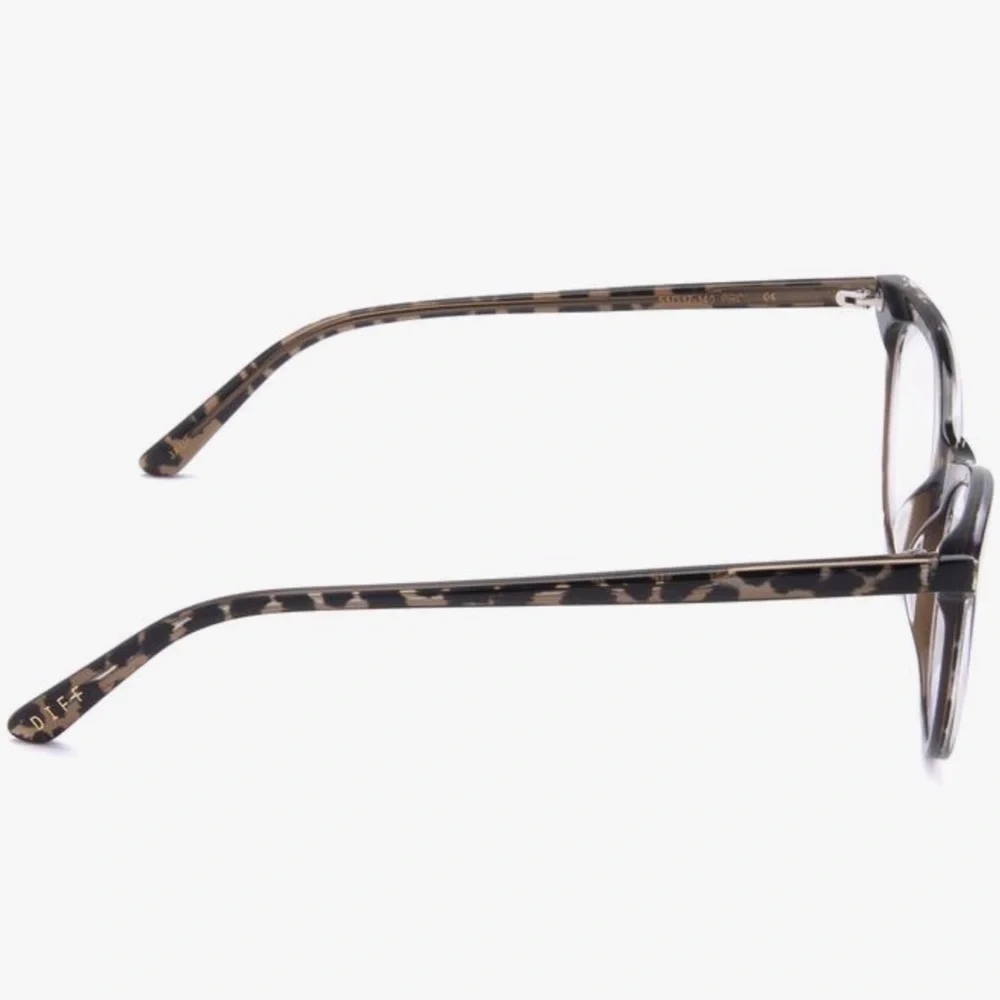 DIFF Jade Bluelight Glasses Dark Cheetah Frames Blue Light Blocking Lens NIB